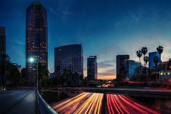 Luci notturne della California sulla carreggiata