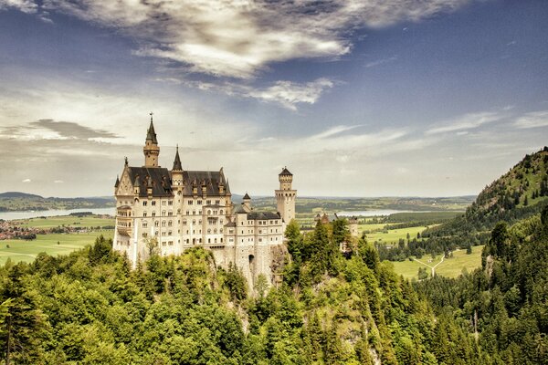 A large castle on top of a mountain