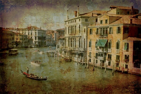 Pintado Vintage fascinante Venecia