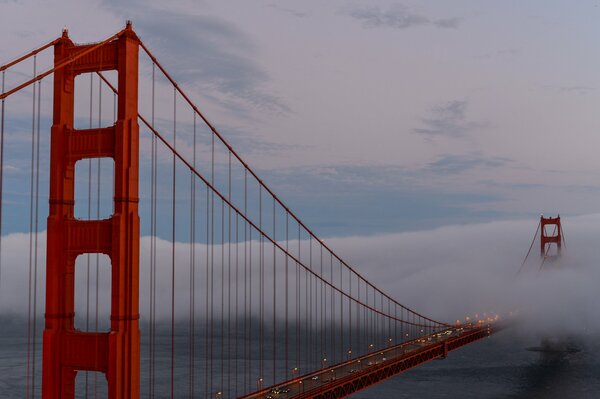 California Bridge in foggy weather