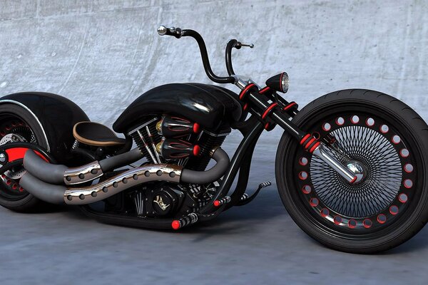 Motocicleta con grandes ruedas negras