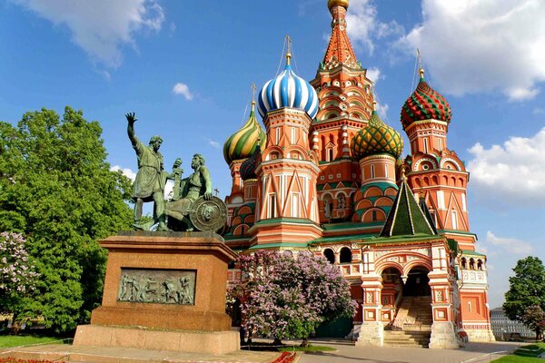 A landmark of Moscow against the blue sky