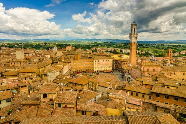 Italy Siena a panoramic view of the buildings from the roof