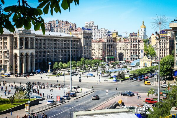 View of the capital of Kiev in summer