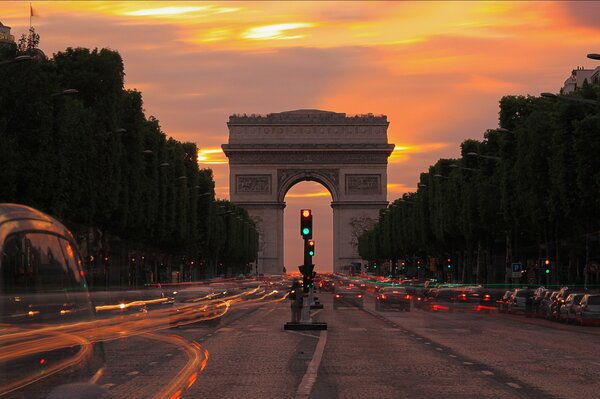 Evening Champs-Elysees in Paris