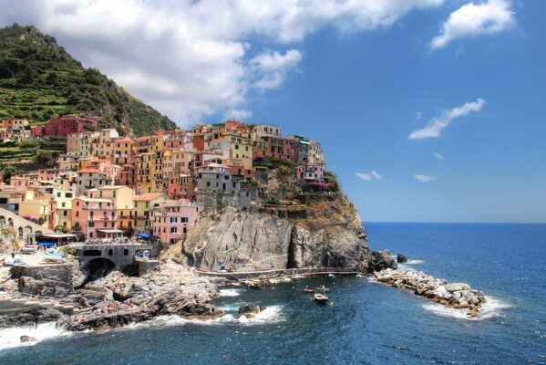 Landscape of a city that grew up on a rock by the sea