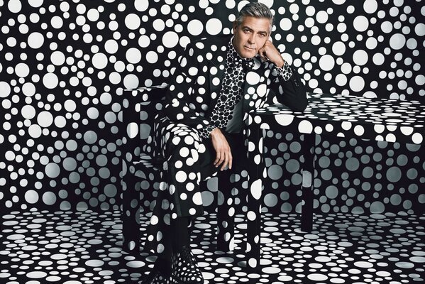 Actor George Clooney in a monochrome photo shoot