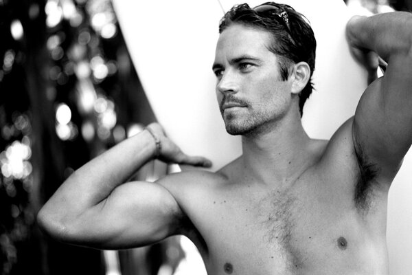 Paul walker, handsome, actor, man black and white