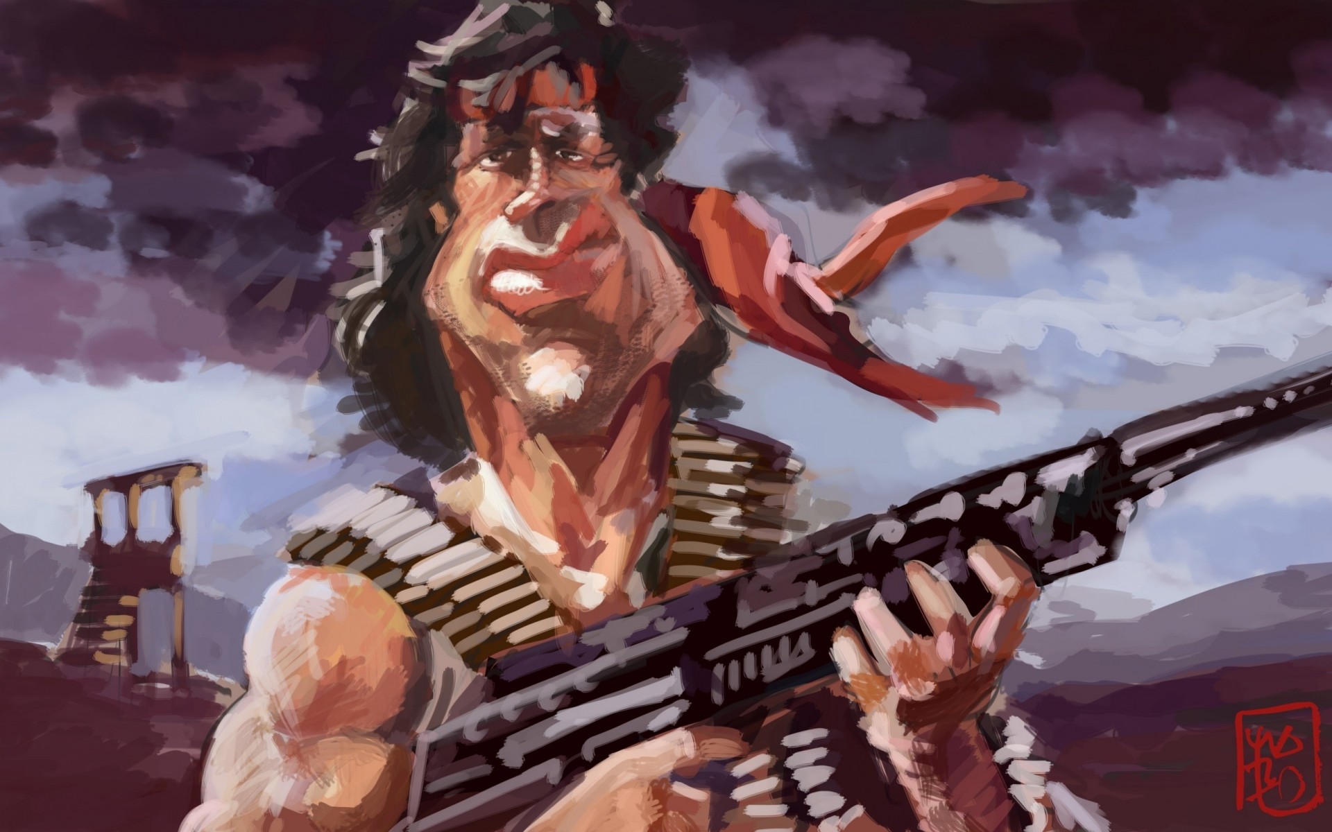 sylvester stallone figura rambo dibujos animados