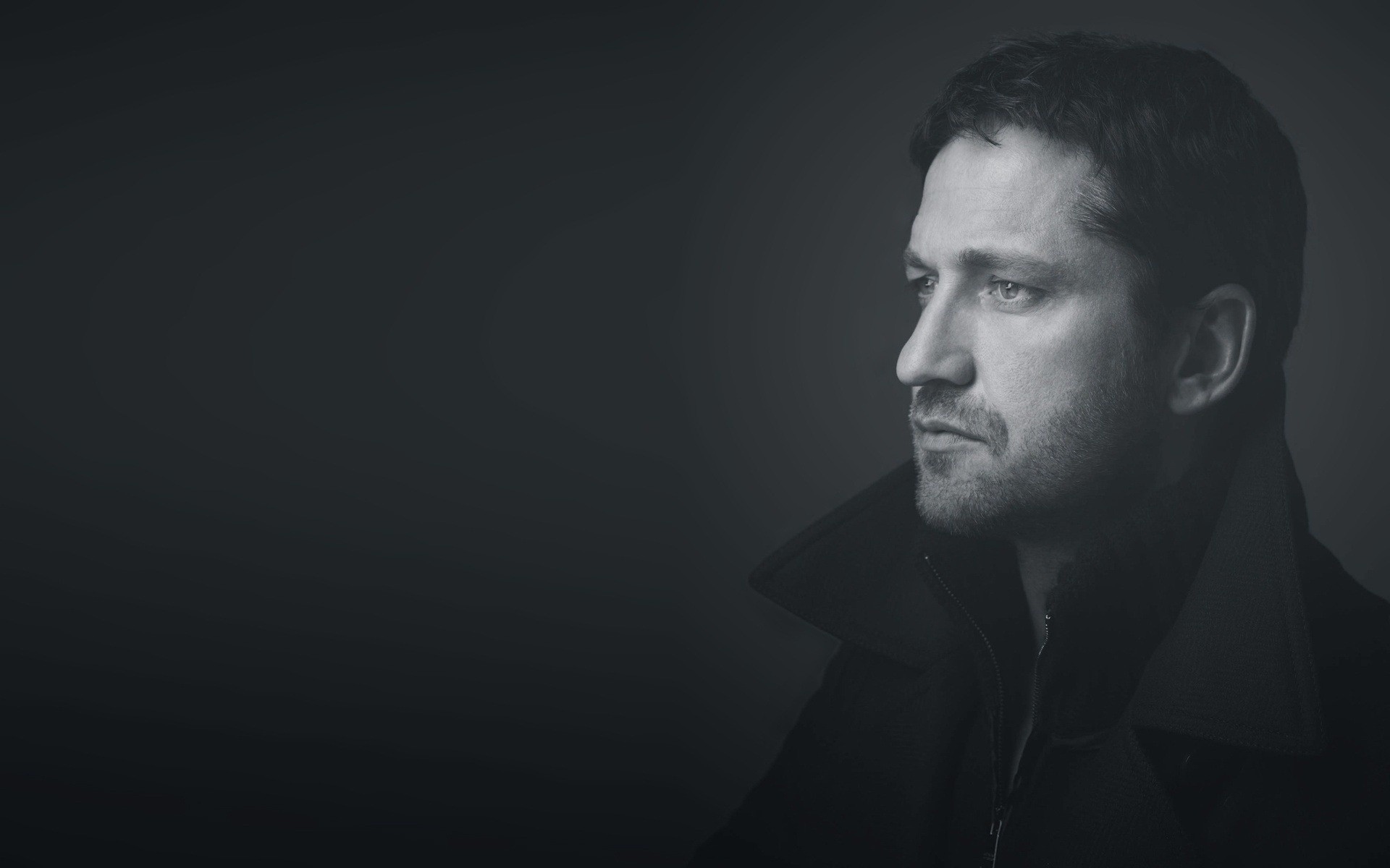 gerard butler man . actor photo black and white