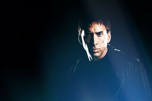 The stern look of actor Nicolas Cage