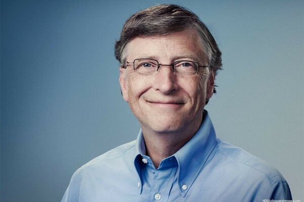 Bill Gates portrait on a blue background