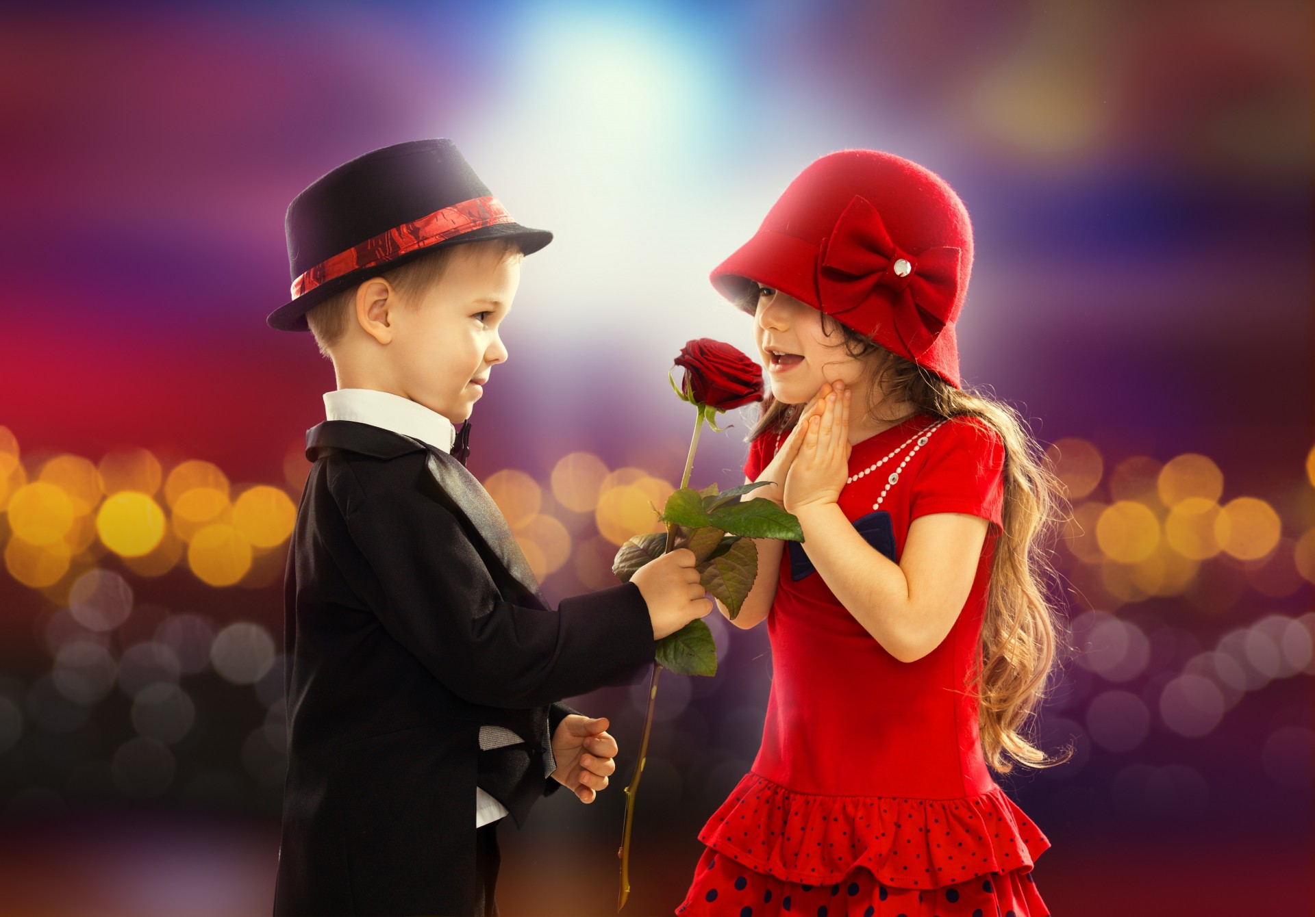 rose romance enfance fille rétro enfant amour garçon saint valentin couple couple petite fille