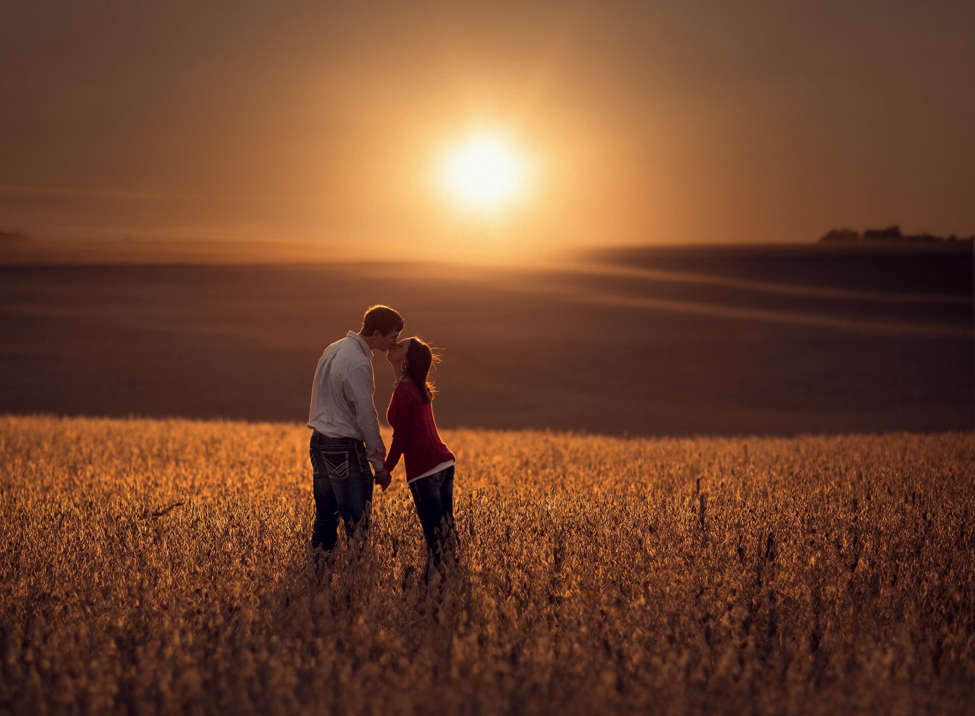 chica espacio bokeh amor sol campo hombre