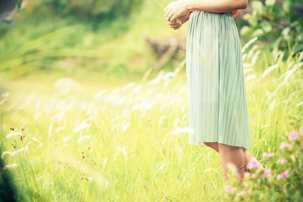 Fille douce sur fond de fleurs sauvages