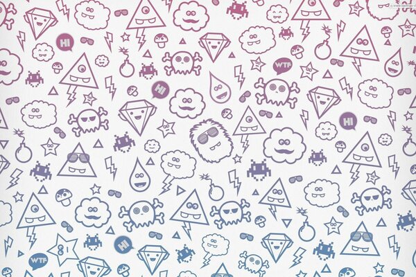 Seamless pattern with different animated objects