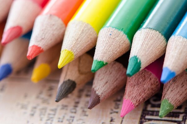 Colored pencils. Bright pencils. Rainbow Colors