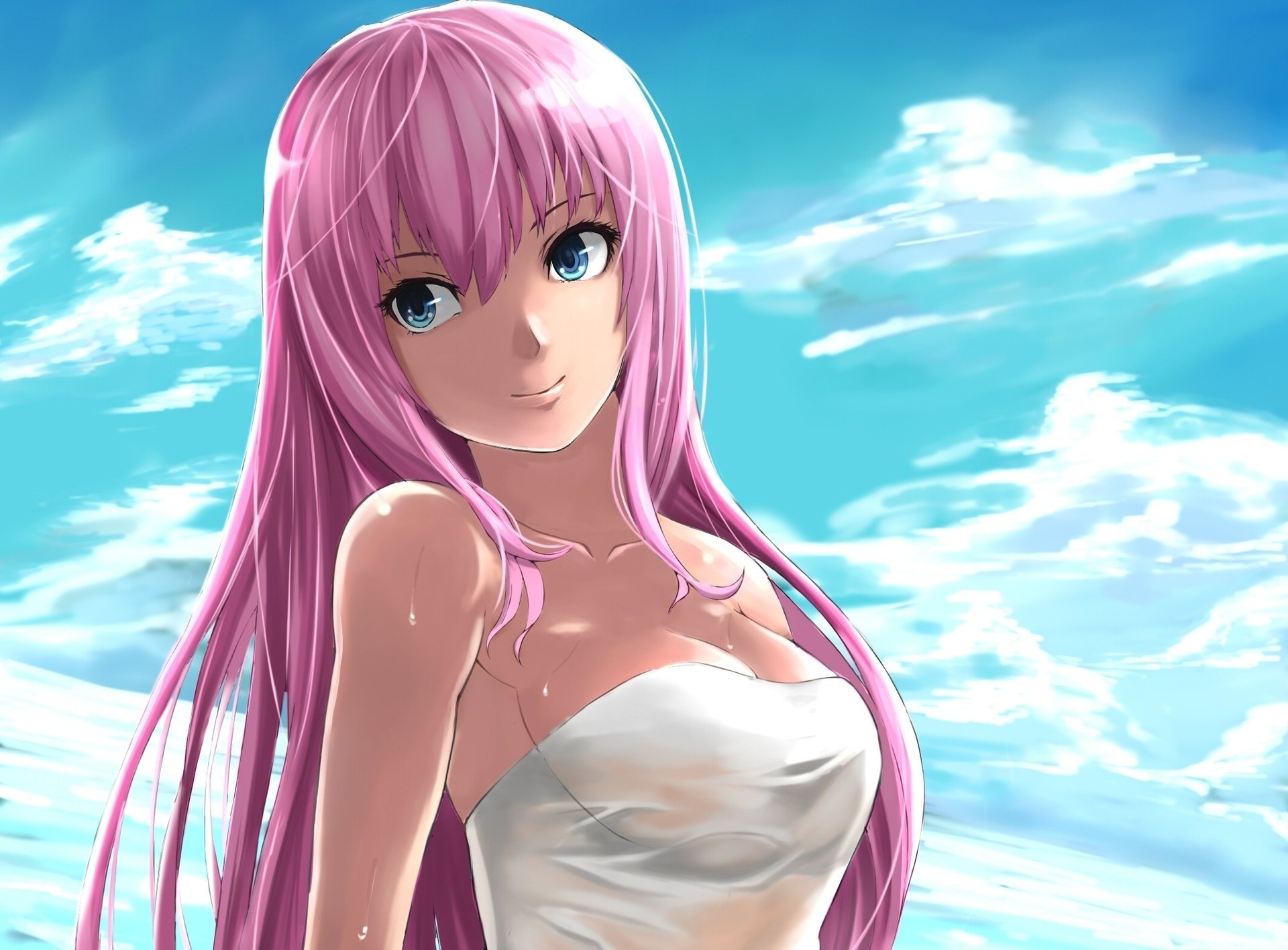 megurine luka vocaloid nuages ciel vocaloid fille sourire