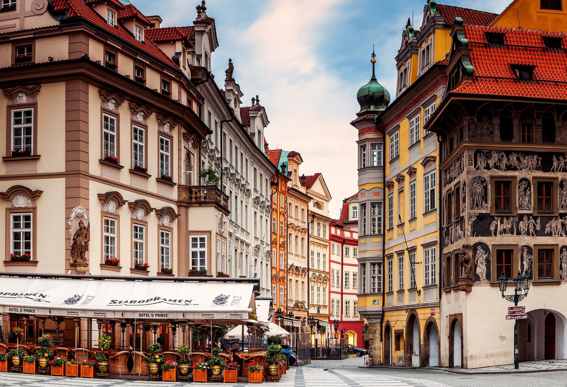 prague czech czech republic city street architecture buildings cafes house