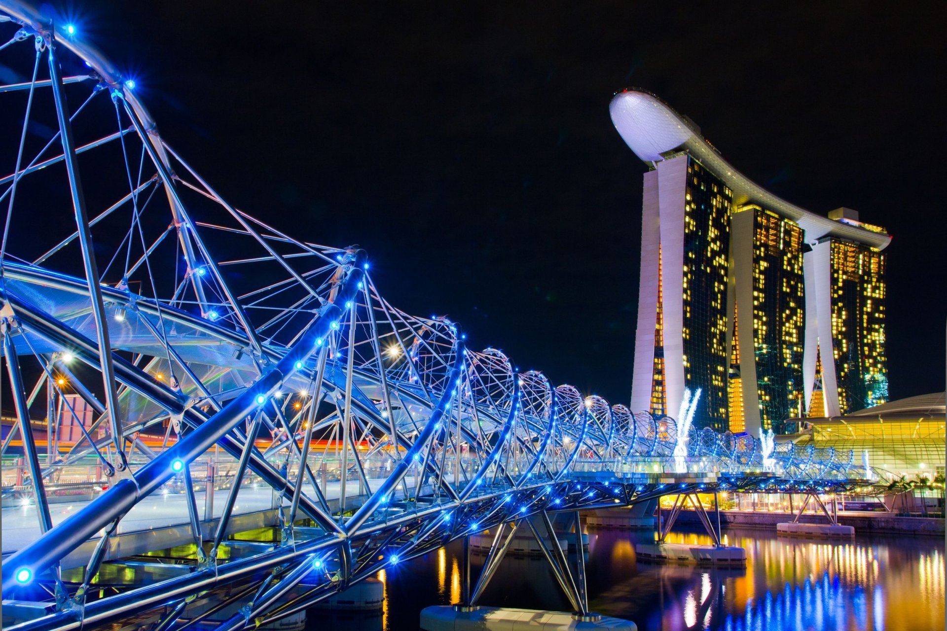 stadt singapur nacht hotel kasino brücke