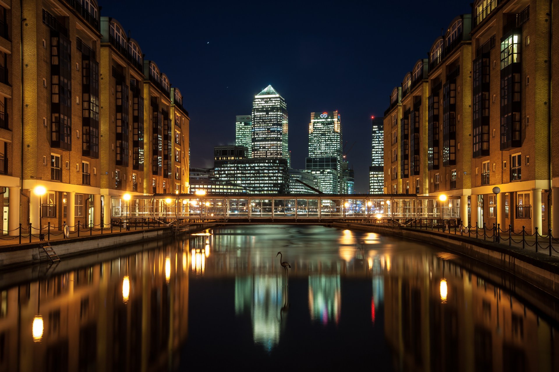 england london dock stadt nacht fluss brücke häuser wolkenkratzer