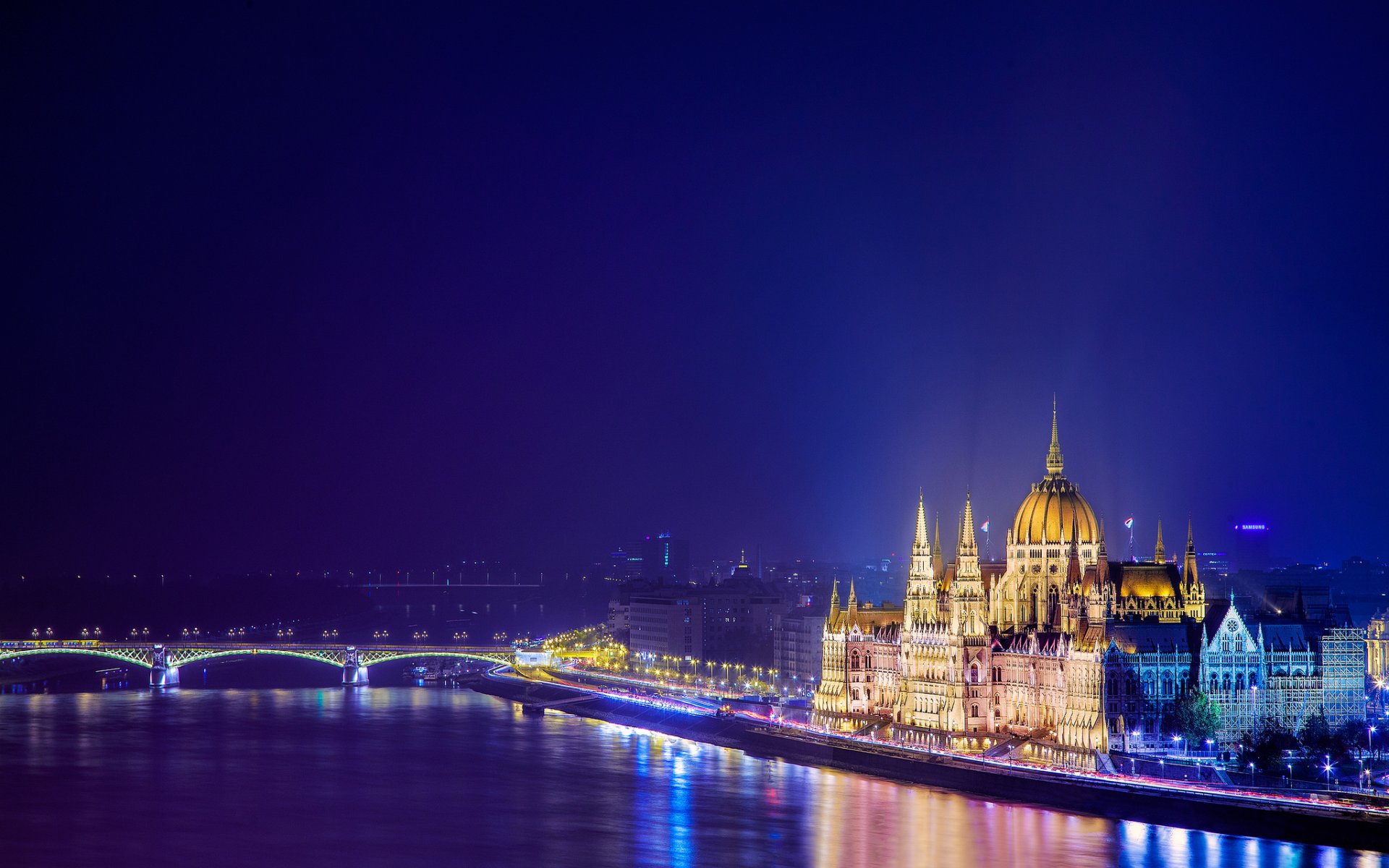 budapest ungheria magyarország parlamento notte città fiume danubio ponte margherita ponte margherita architettura edifici