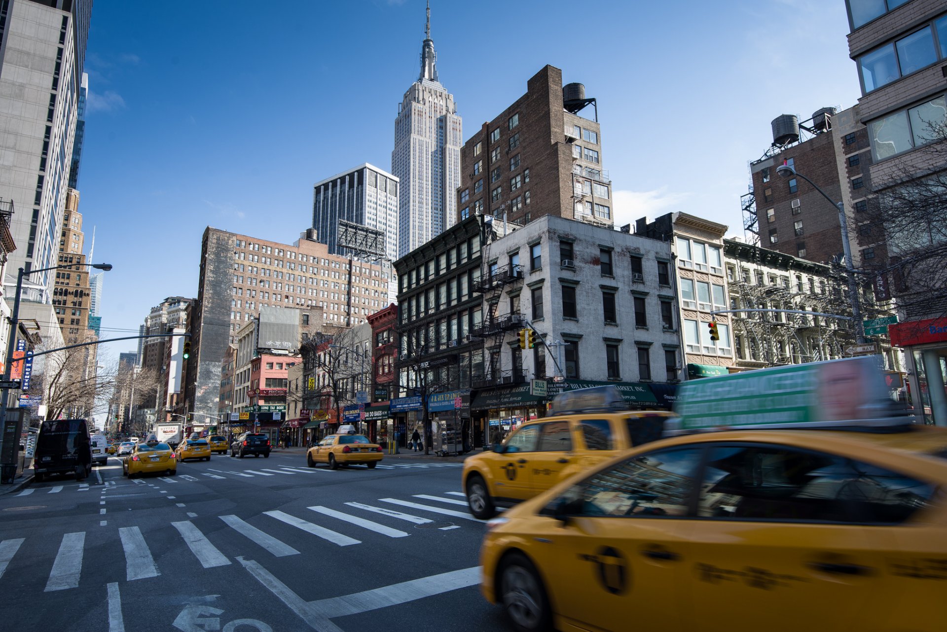 new york usa manhattan stadt straße straße taxi ansicht wolkenkratzer gebäude hochhäuser häuser