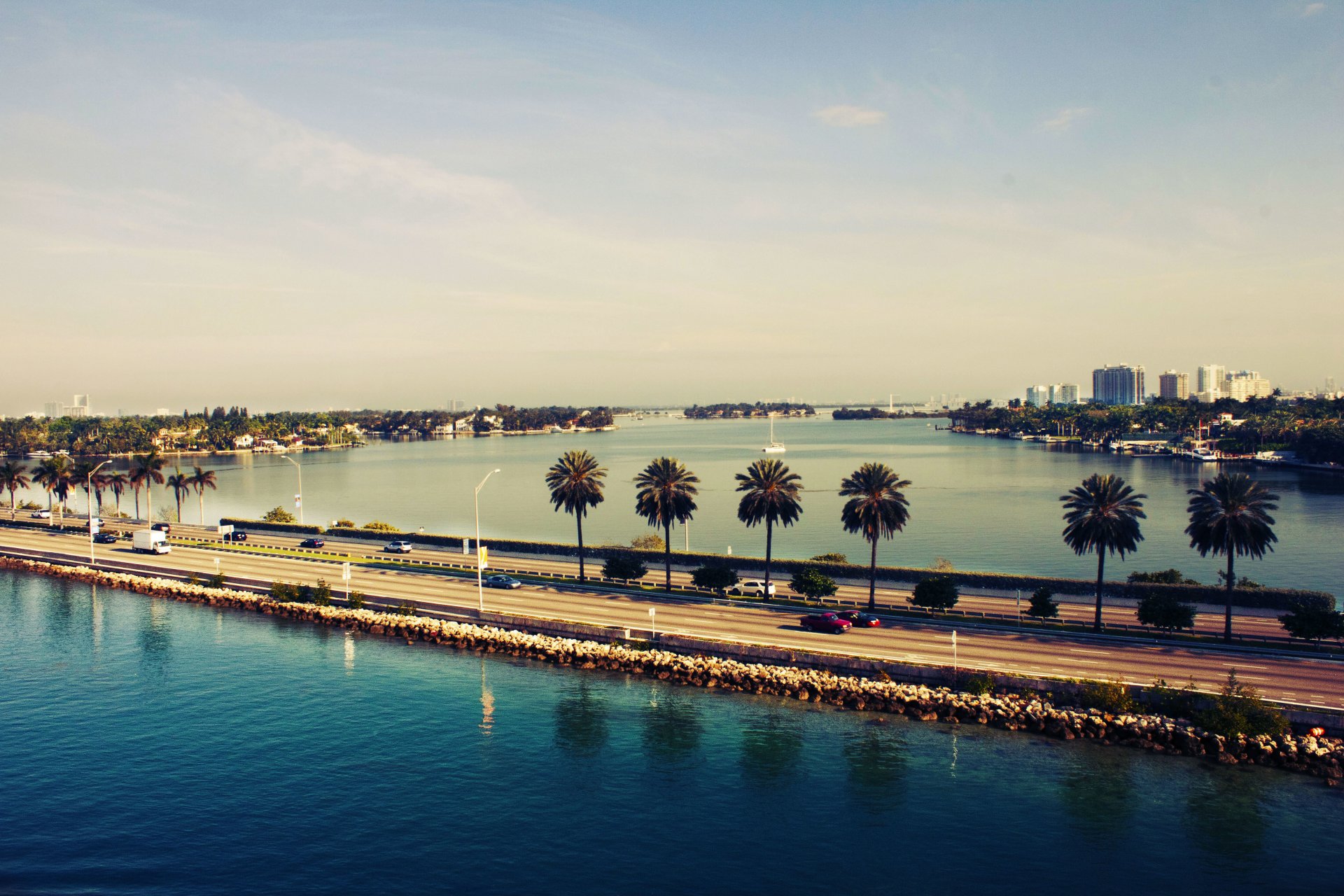 miami usa amerika miami beach sonnenuntergang wasser straße ozean florida