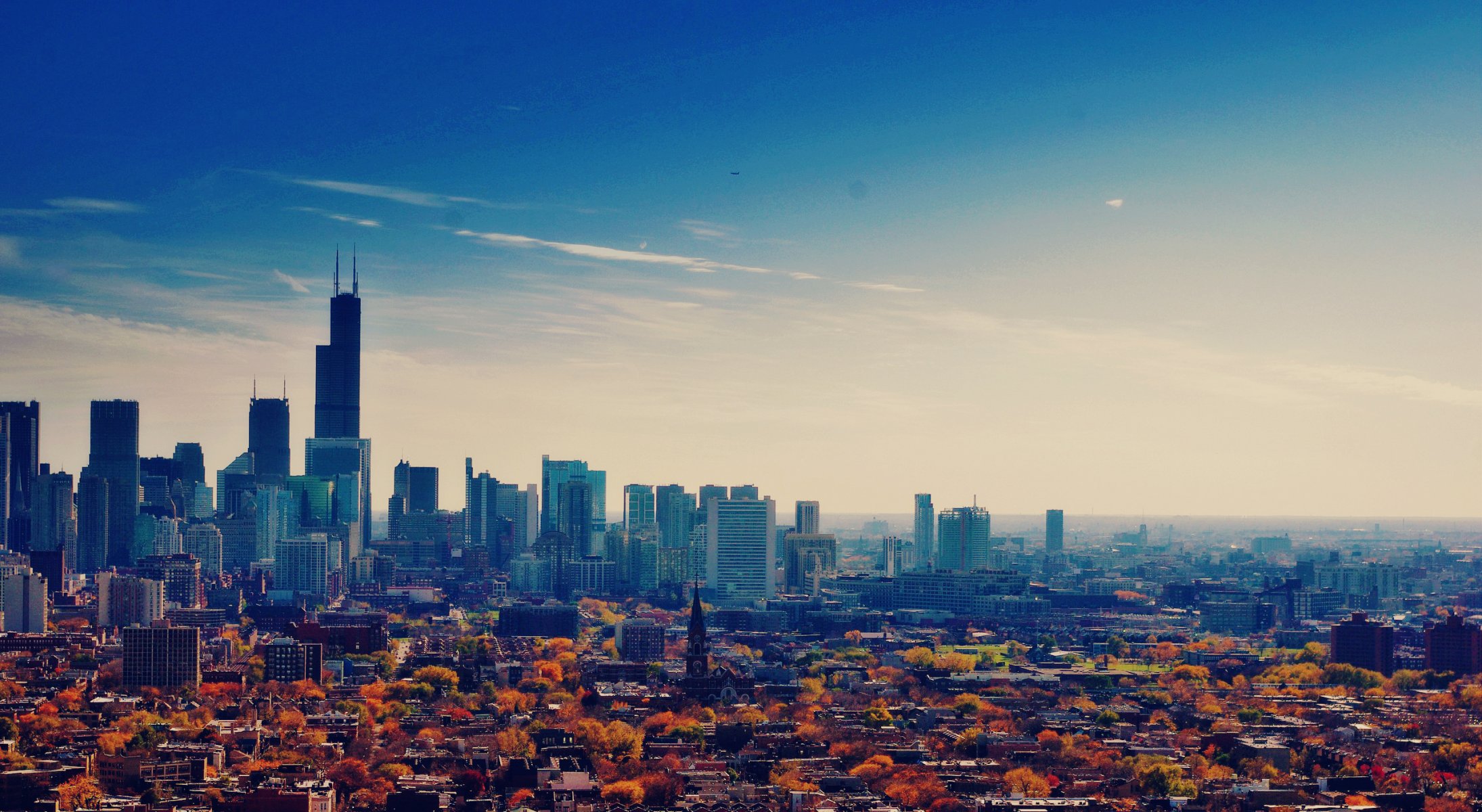 illinois chicago états-unis gratte-ciel métropole automne ciel