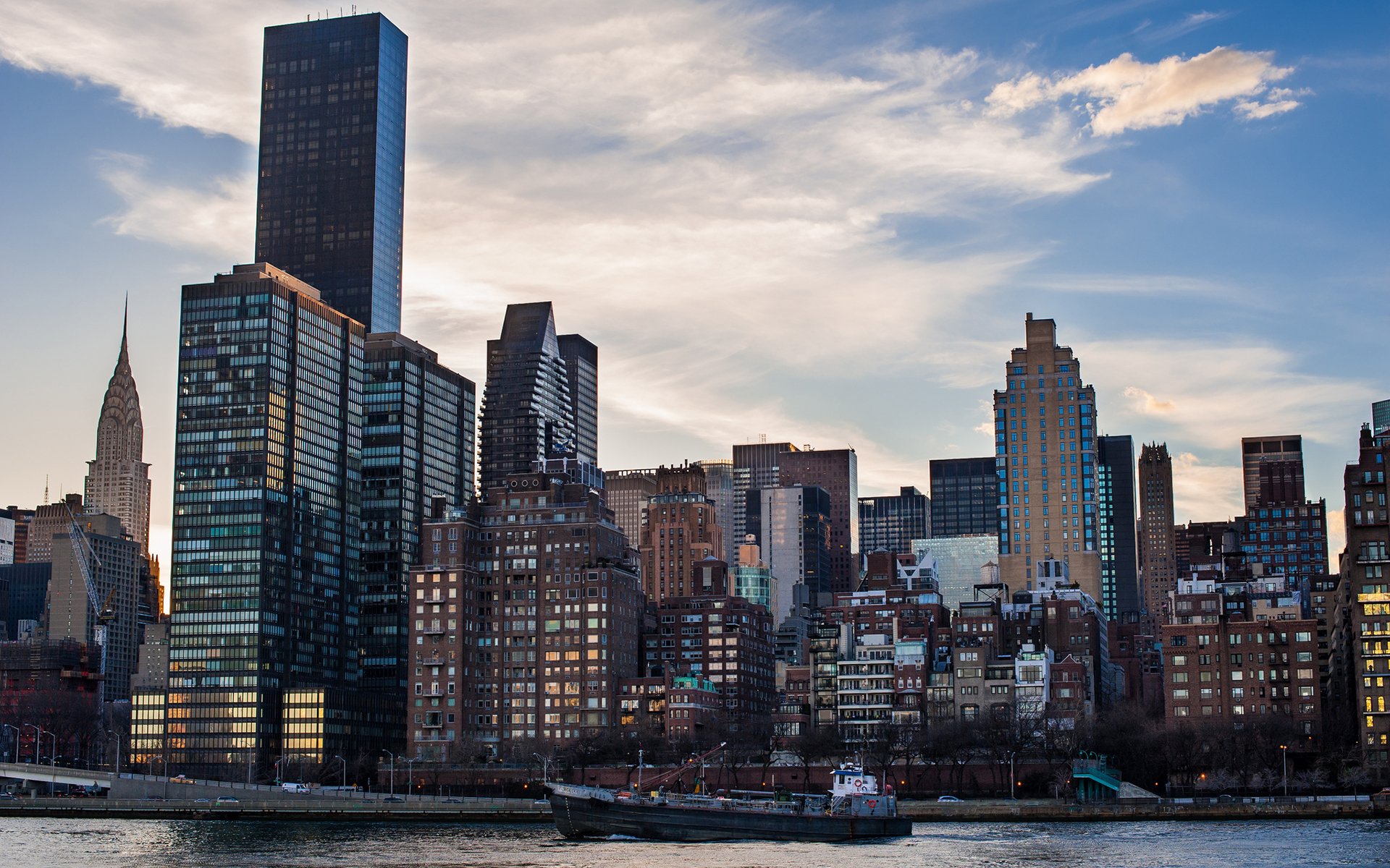 états-unis new york gratte-ciel navire matin