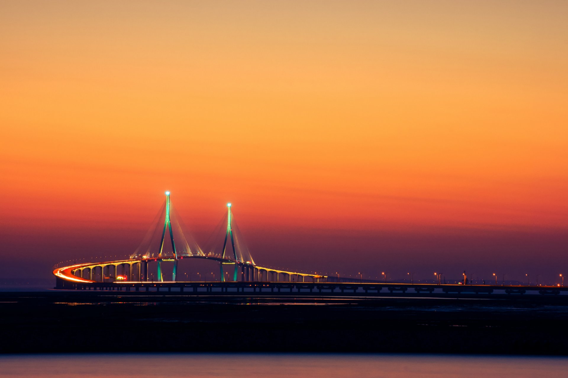 ville incheon corée pont lumières par yoonki jeong