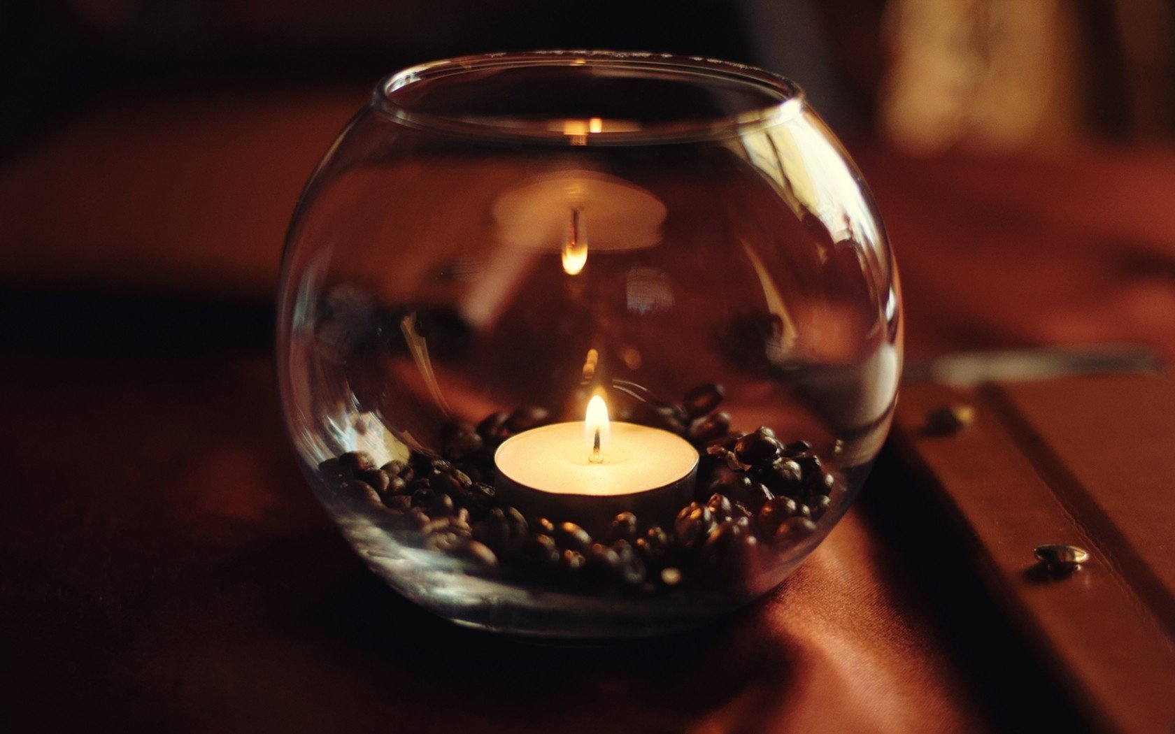 glass table candle coffee