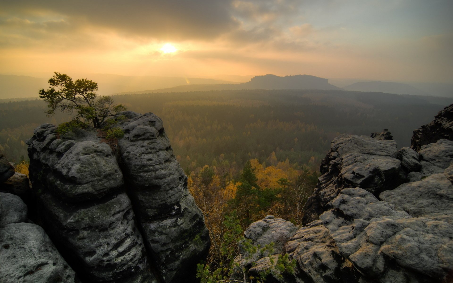 mountains landscape the sky sunset