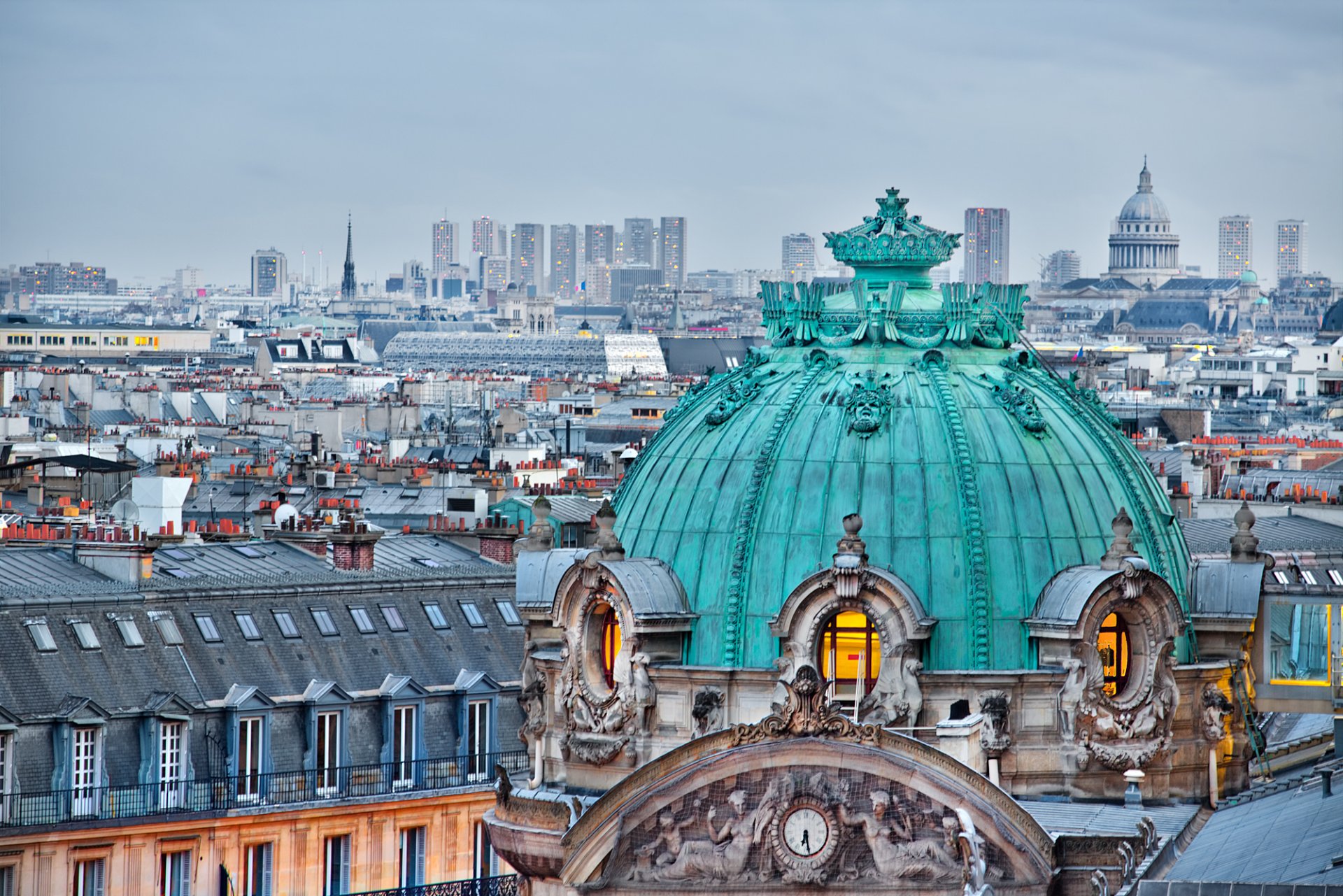 paryż ile-de-france francja opéra garnier ile-de-france grand-opera kopuła pałac budynki domy dachy architektura