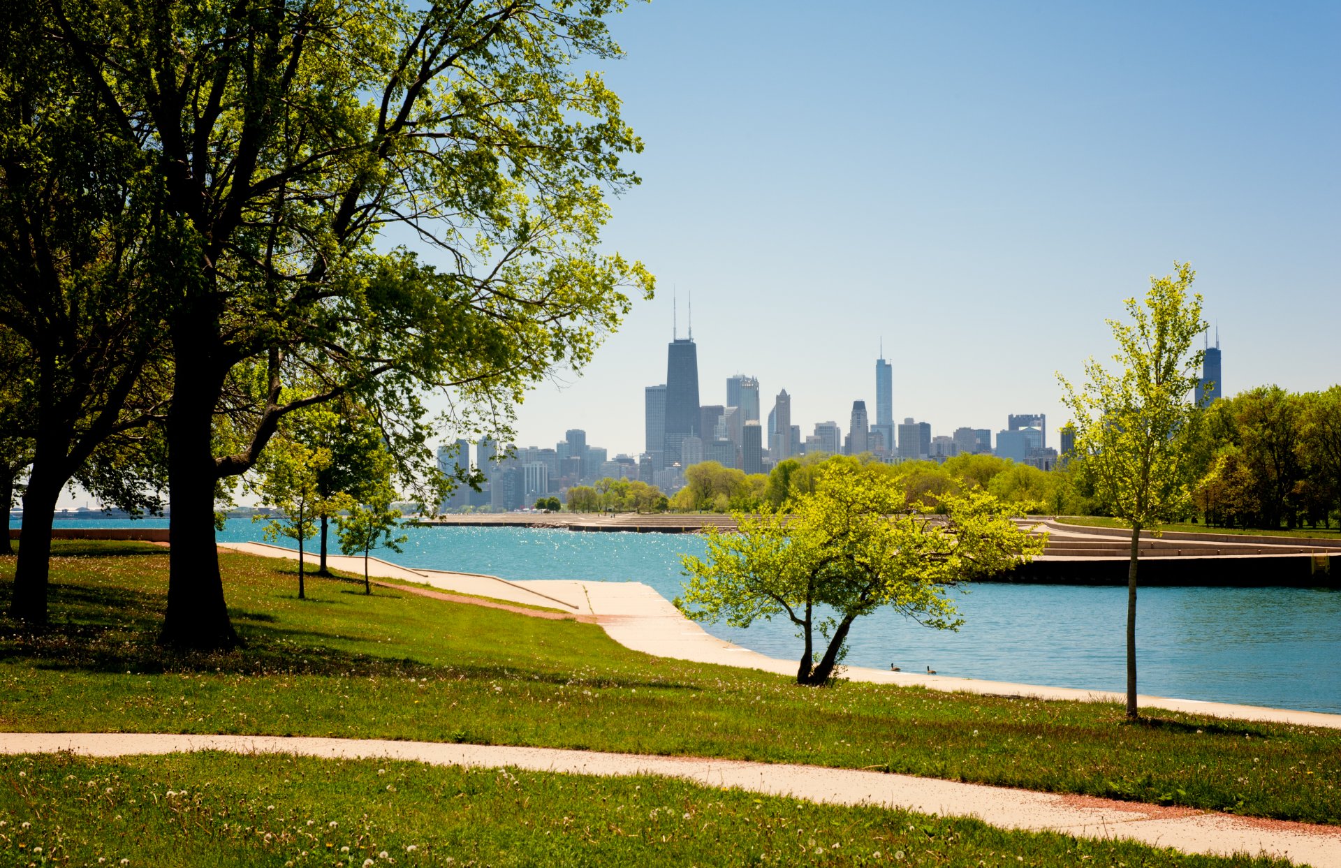 illinois chicago usa ameryka park budynki drapacze chmur niebo wieżowce