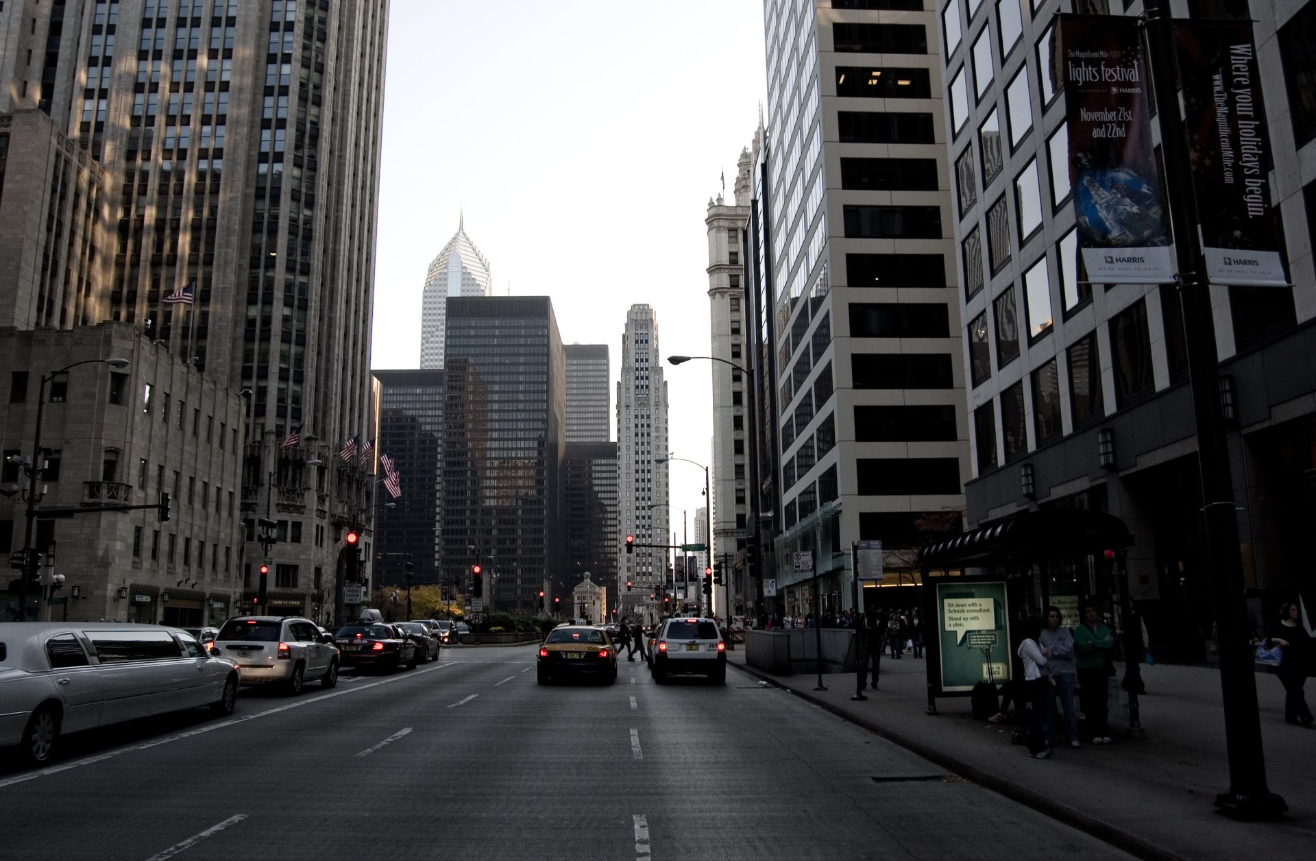 chicago america united states buildings skyscraper high-rise buildings motion street machinery people