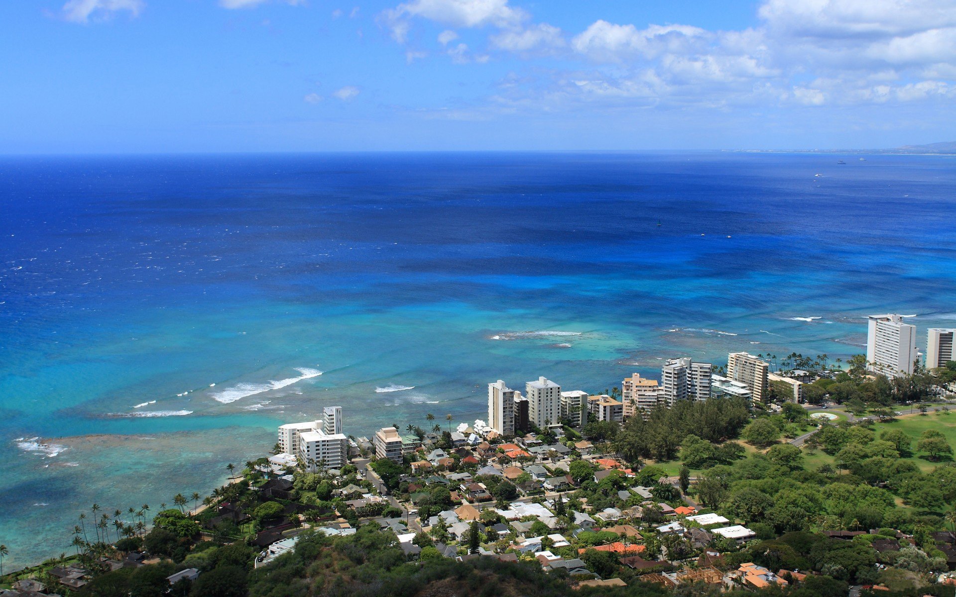 ciudad hawaii honolulu rascacielos océano costa