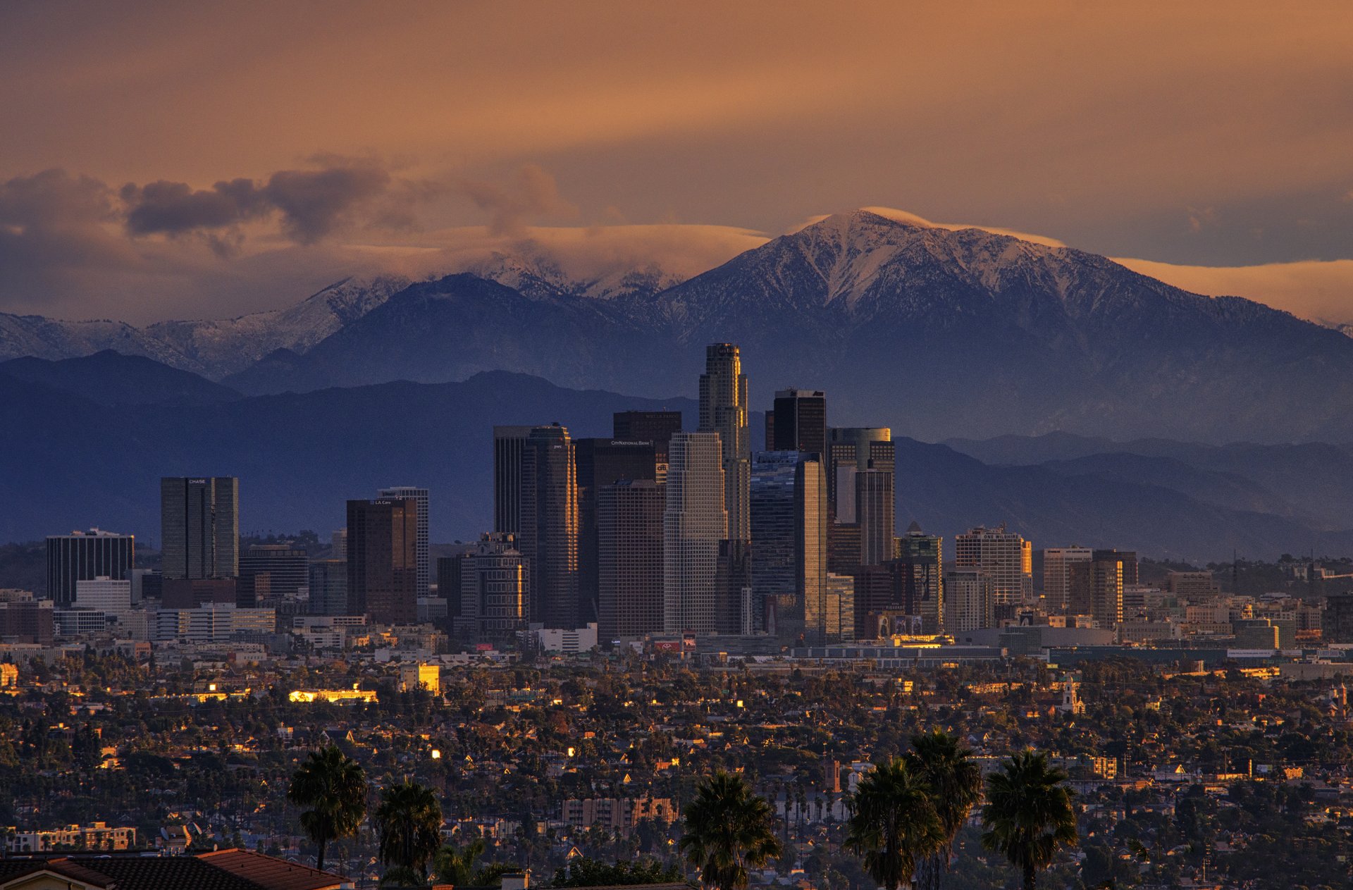 kalifornien berge stadt los angeles morgen sonnenaufgang