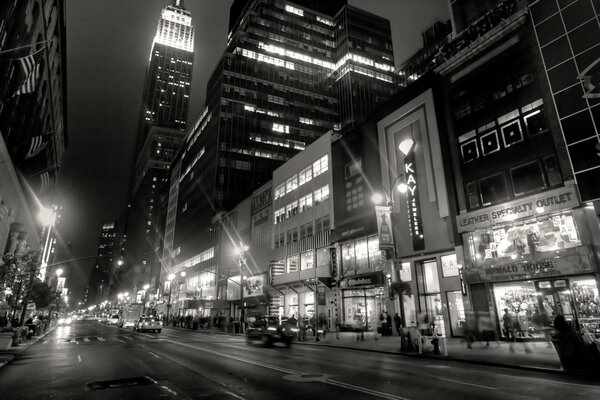 New York City Schwarz-Weiß-Landschaft in der Nacht