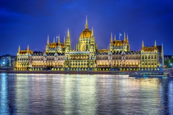 Budapest Parliament Building at night