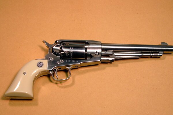 A rare pistol revolver with an ivory handle