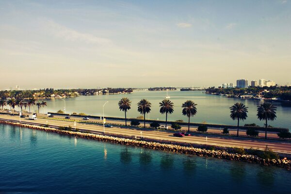 The highway across the ocean in Miami