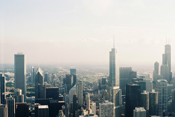 Top view of skyscrapers