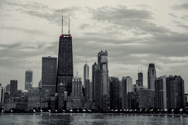 Photo noir et blanc des gratte-ciel de Chicago