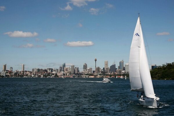 Sailboat cruising off the coast of Australia