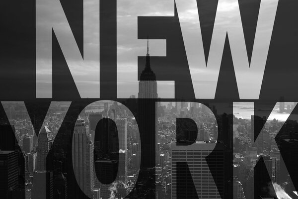 Заголовок Нью-Йорк на фоне небоскребов