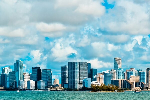 A city with high-rises near the sea