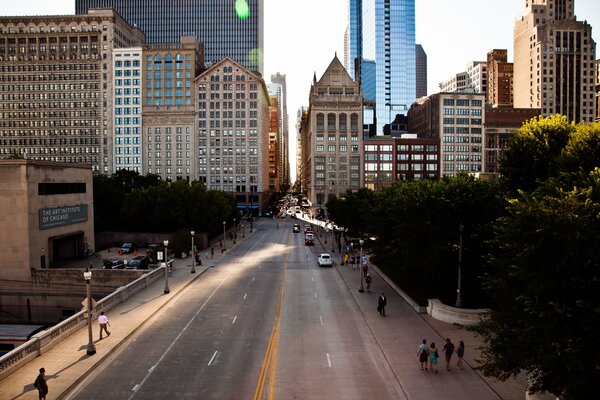 Calle de la mañana en la ciudad de Chekago