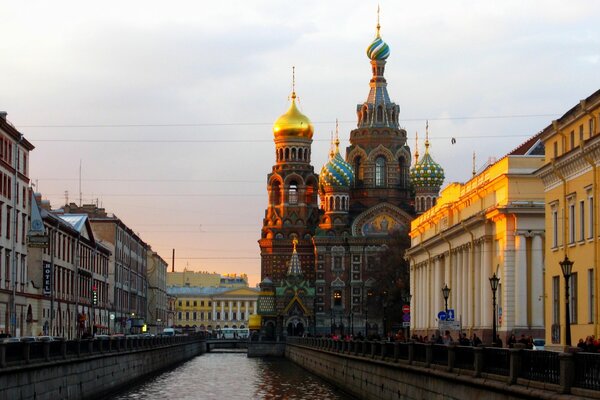 Embankment boats Cathedral of the Savior on Spilled Blood