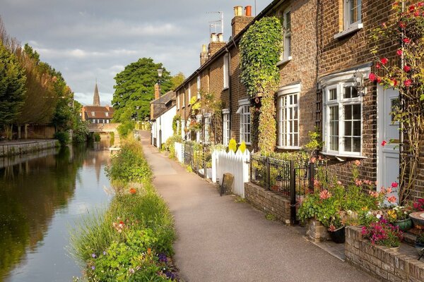 Houses and trees on the canal bank